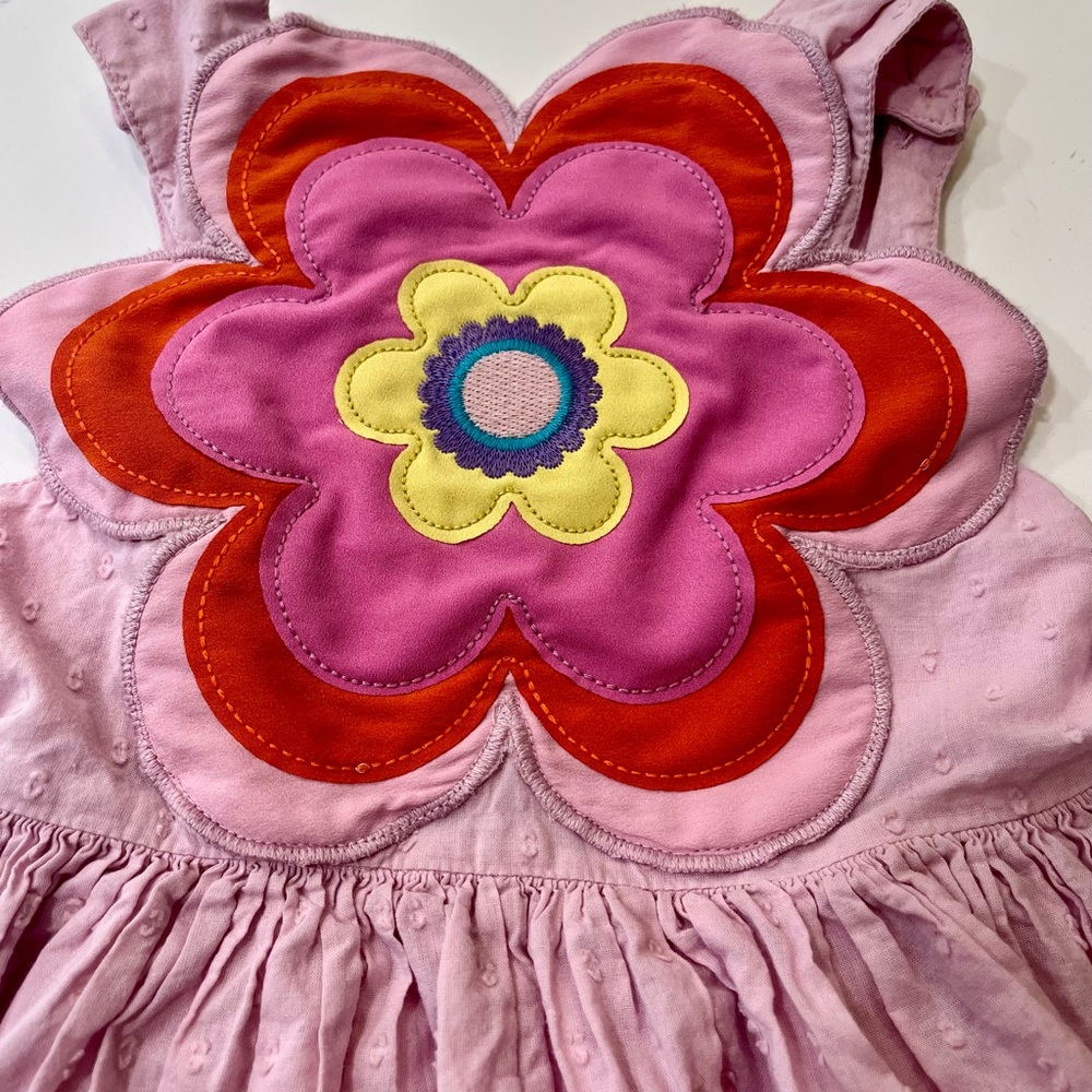 Mini Boden Light Pink Dress with Embroidered Accents